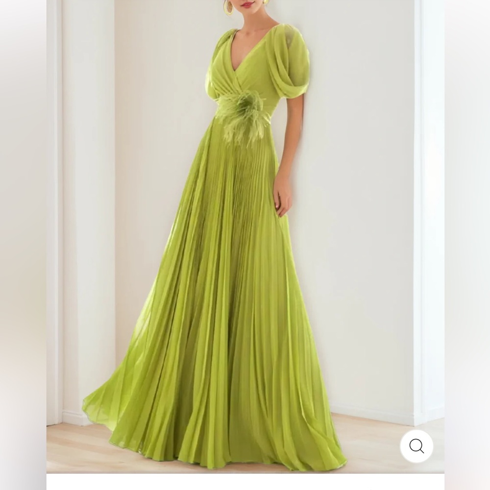Sage Green Puff Sleeve Formal Maxi Gown